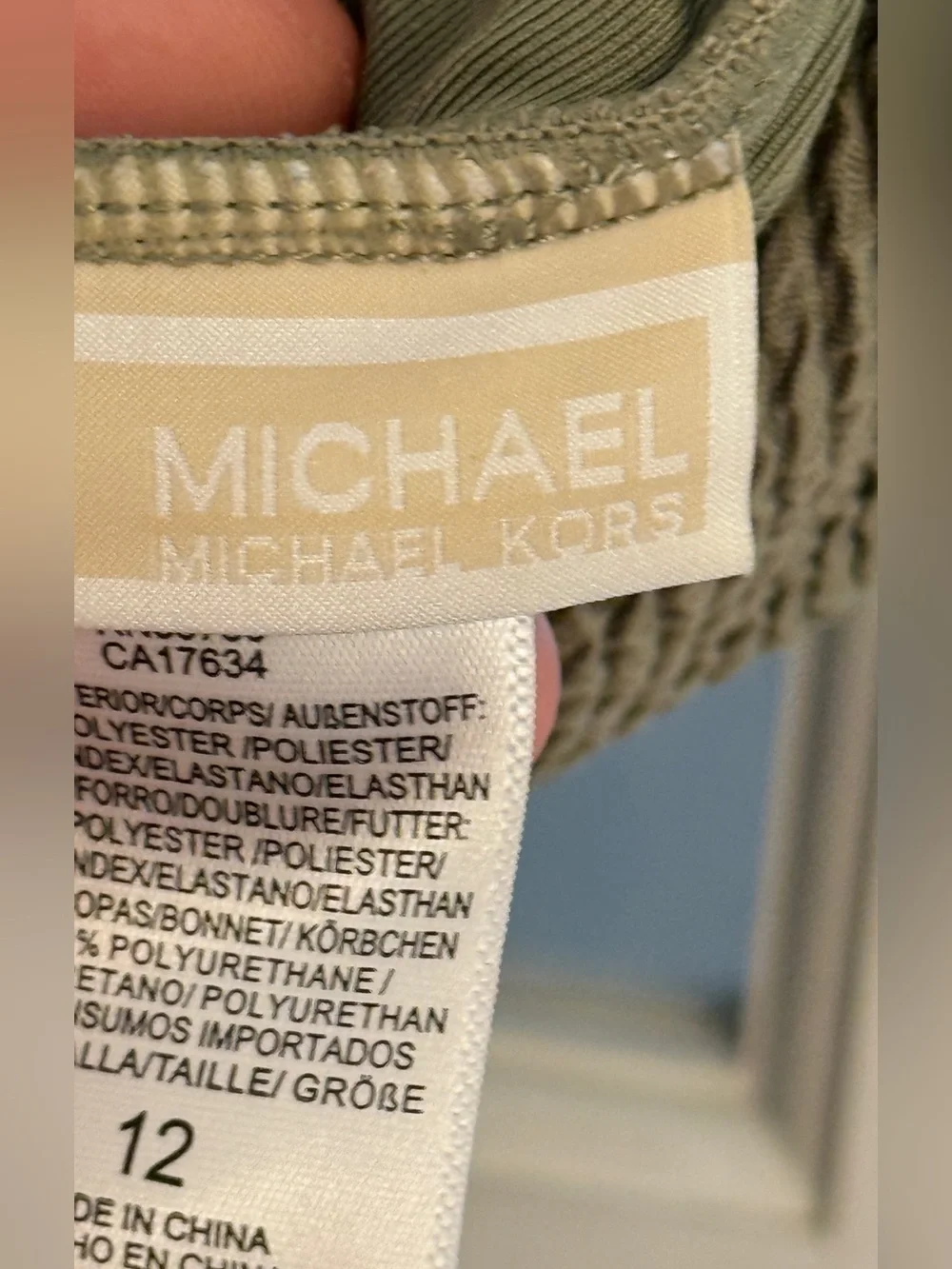 MICHAEL KORS Women’s Olive Green Textured One Piece Swimsuit Size 12